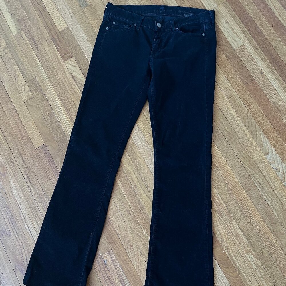 Seven for All Mankind Jeans Womens 28 Black Velvet Fuzz 7 Jeans Flared